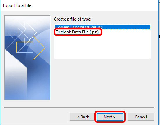 pst to g suite export pst from outlook