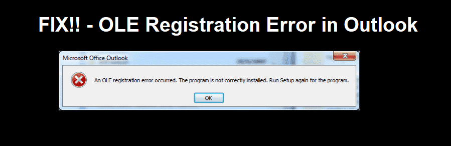 как исправить ошибку регистрации ole в Outlook 2003