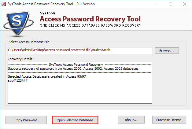 Decrypt Access Database Password 