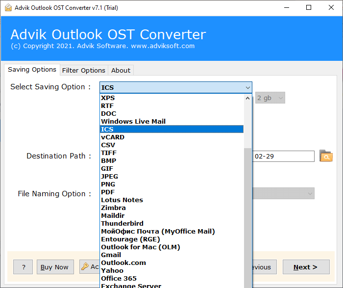 export Outlook calendar to ics