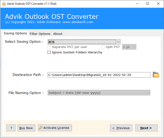extract calendar data from OST file